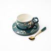 'Ivanna' teacup & saucer with spoon [Green]