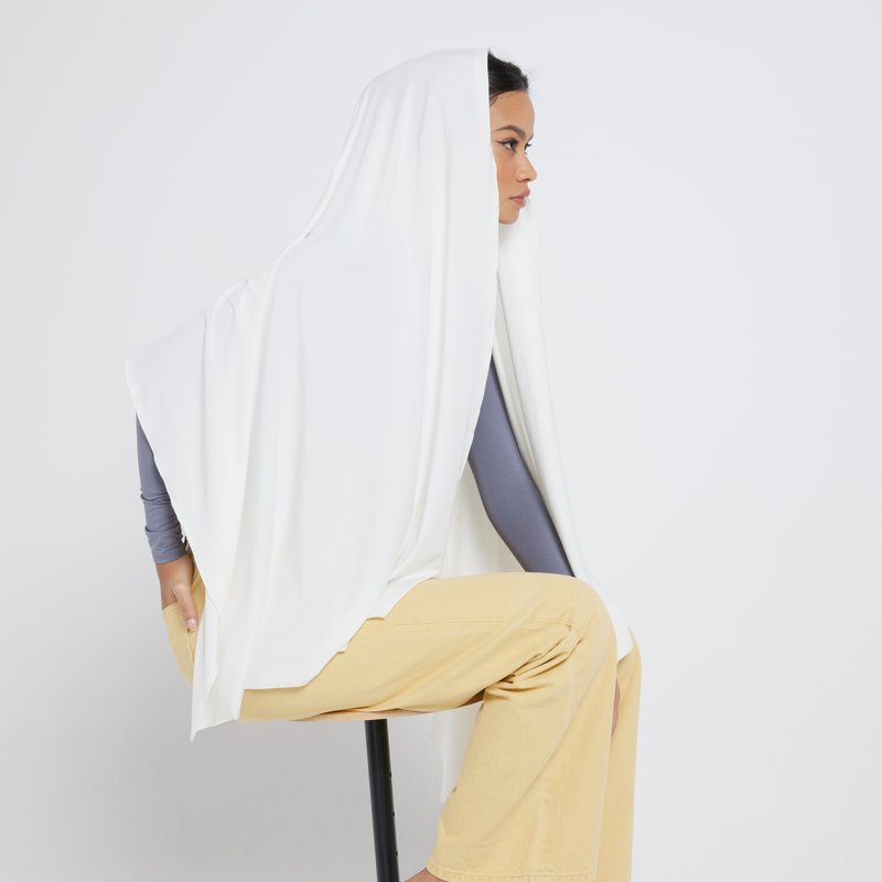 Organic Bamboo Jersey Hijab - Ivory