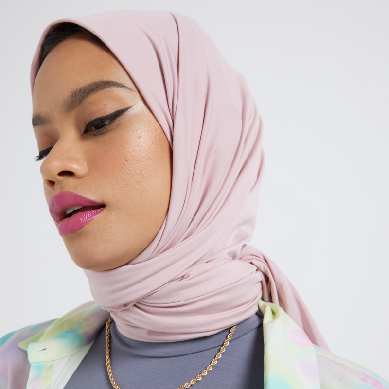 Organic Bamboo Jersey Hijab - Crepe Pink