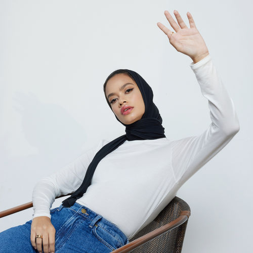 Organic Bamboo Jersey Hijab - Black