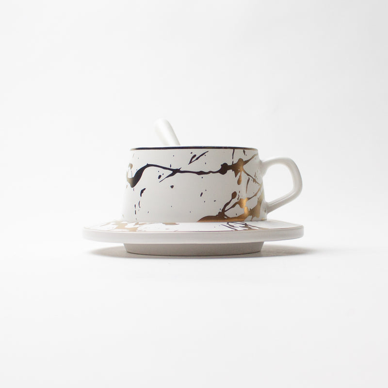 'Ivanna' teacup & saucer with spoon [Cream]