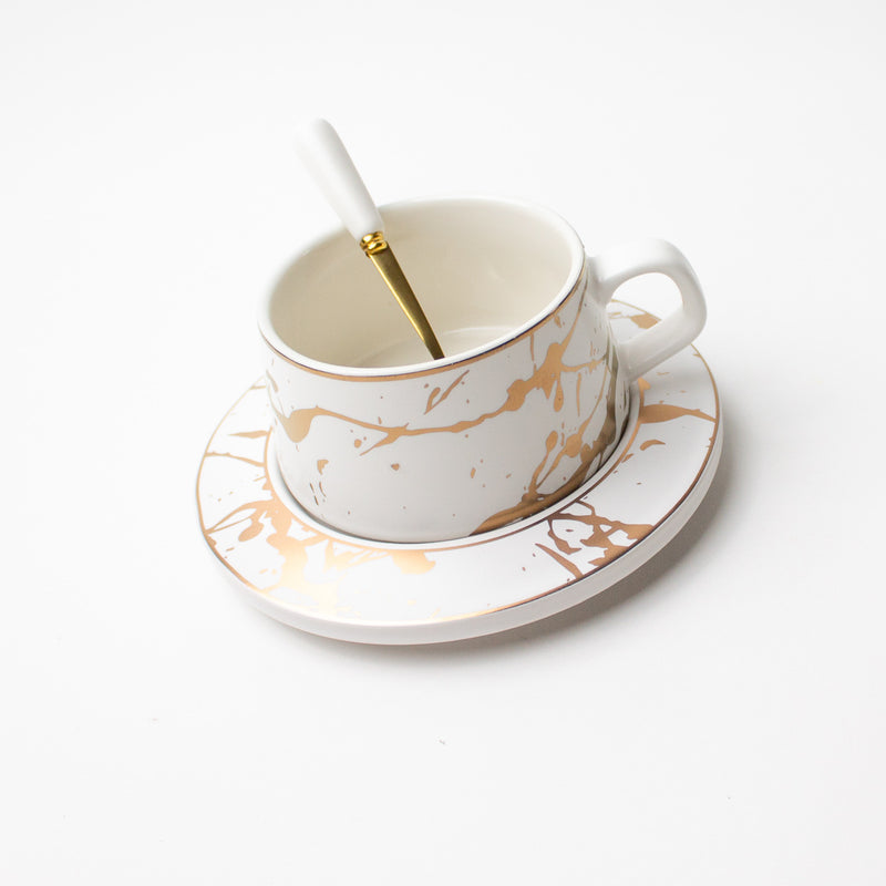 'Ivanna' teacup & saucer with spoon [Cream]
