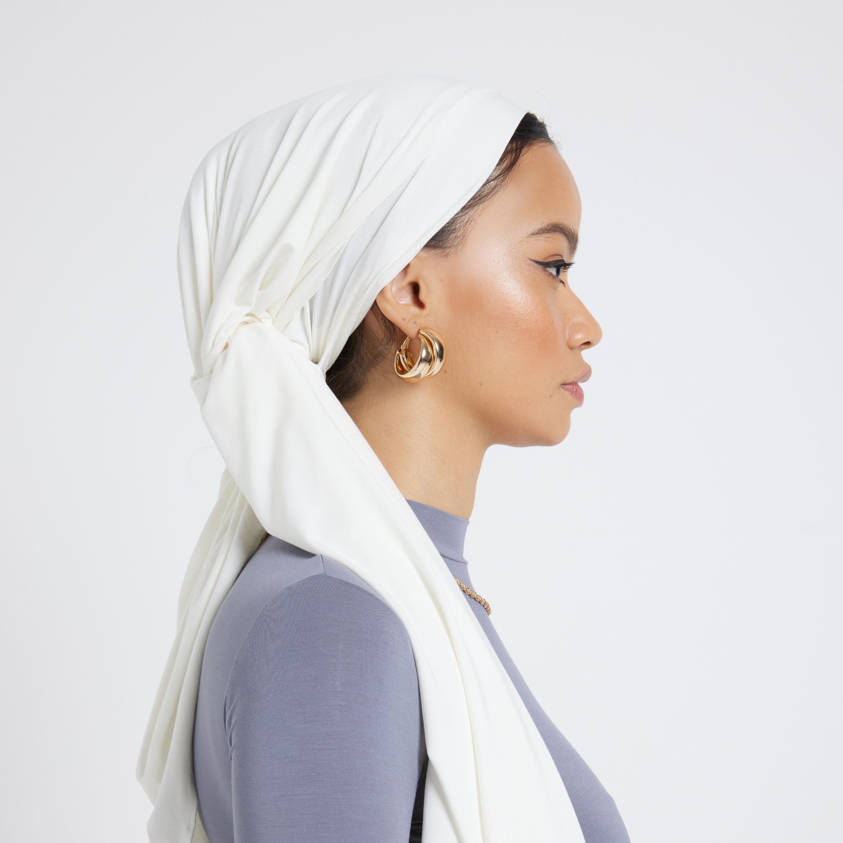 Organic Bamboo Jersey Hijab - Ivory