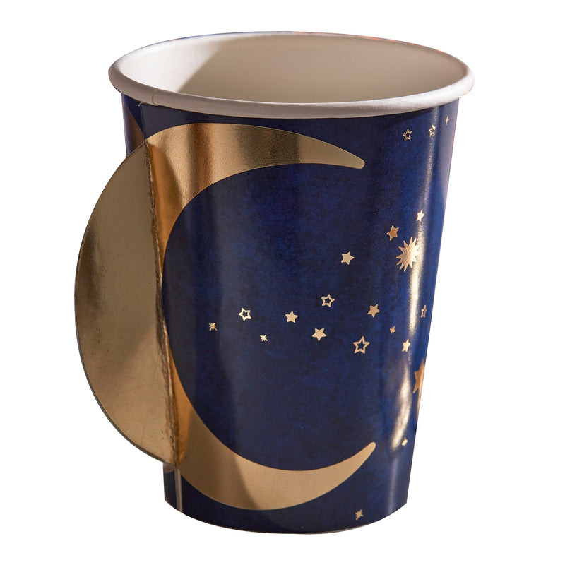 Eid 'Pop-Out Moon' 8 x Paper Cups [Navy & Gold]