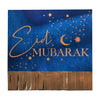 'Eid Mubarak' 16 x Fringe Paper Napkin [Navy & Gold]