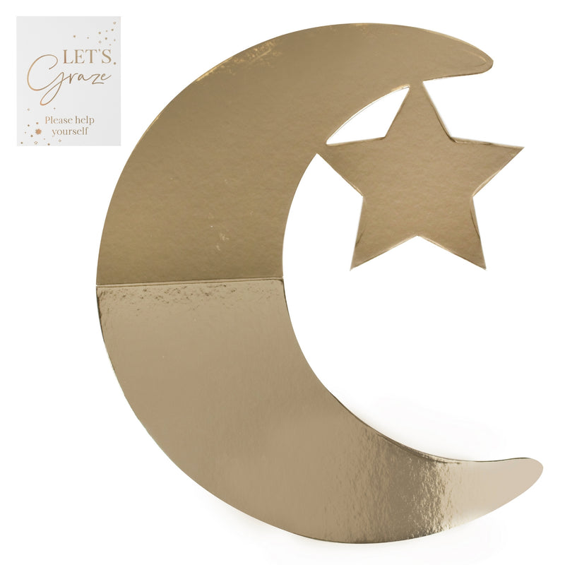 Eid Gold Crescent Moon & Star Grazing Board [Gold]