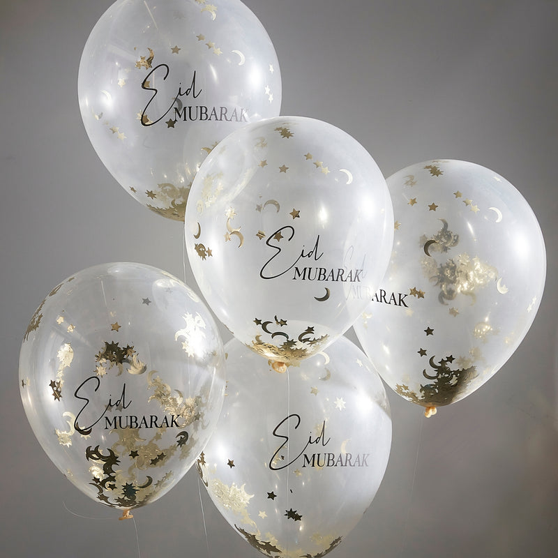'Eid Mubarak' Confetti Balloon Bundle [Gold]