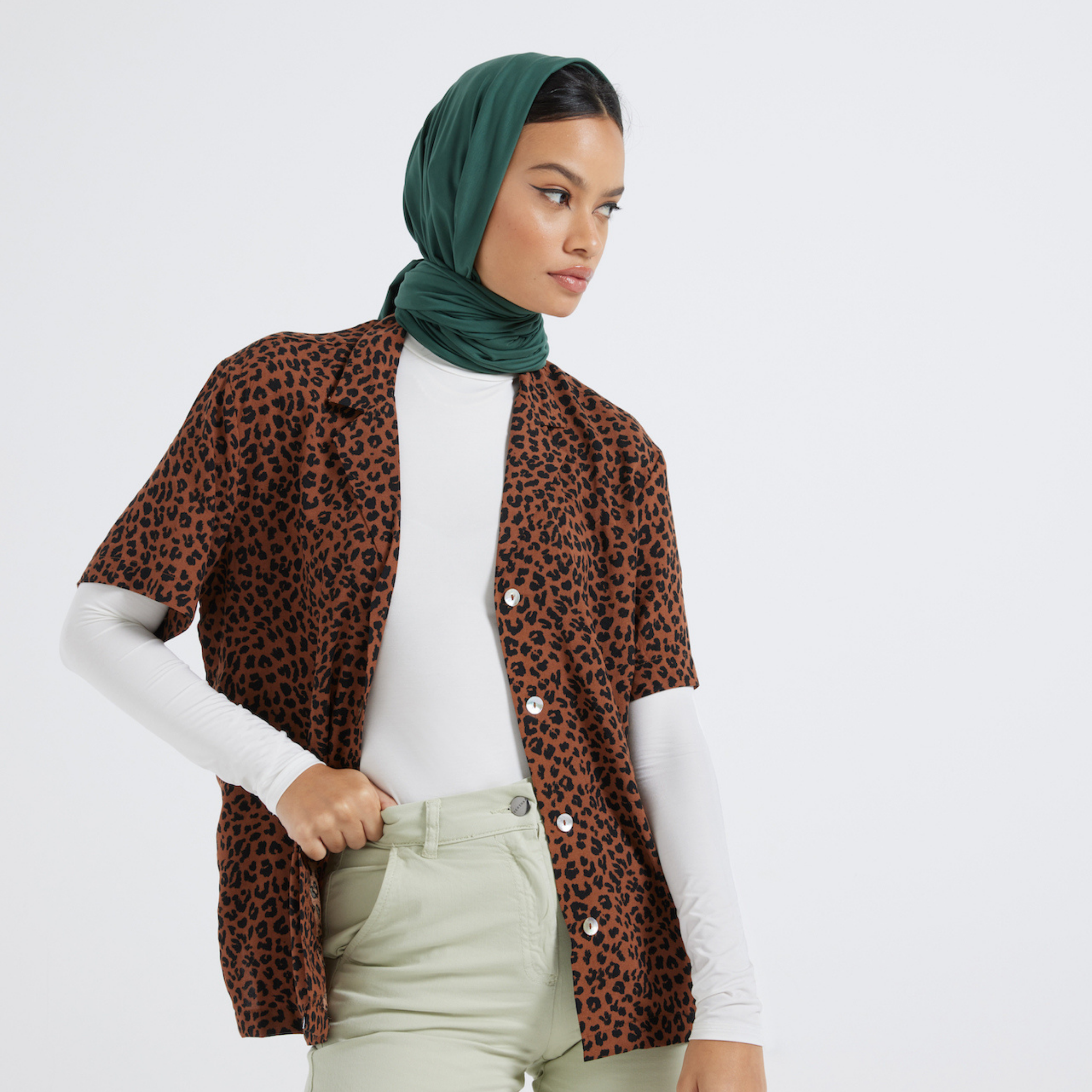 Organic Bamboo Jersey Hijab - Olive