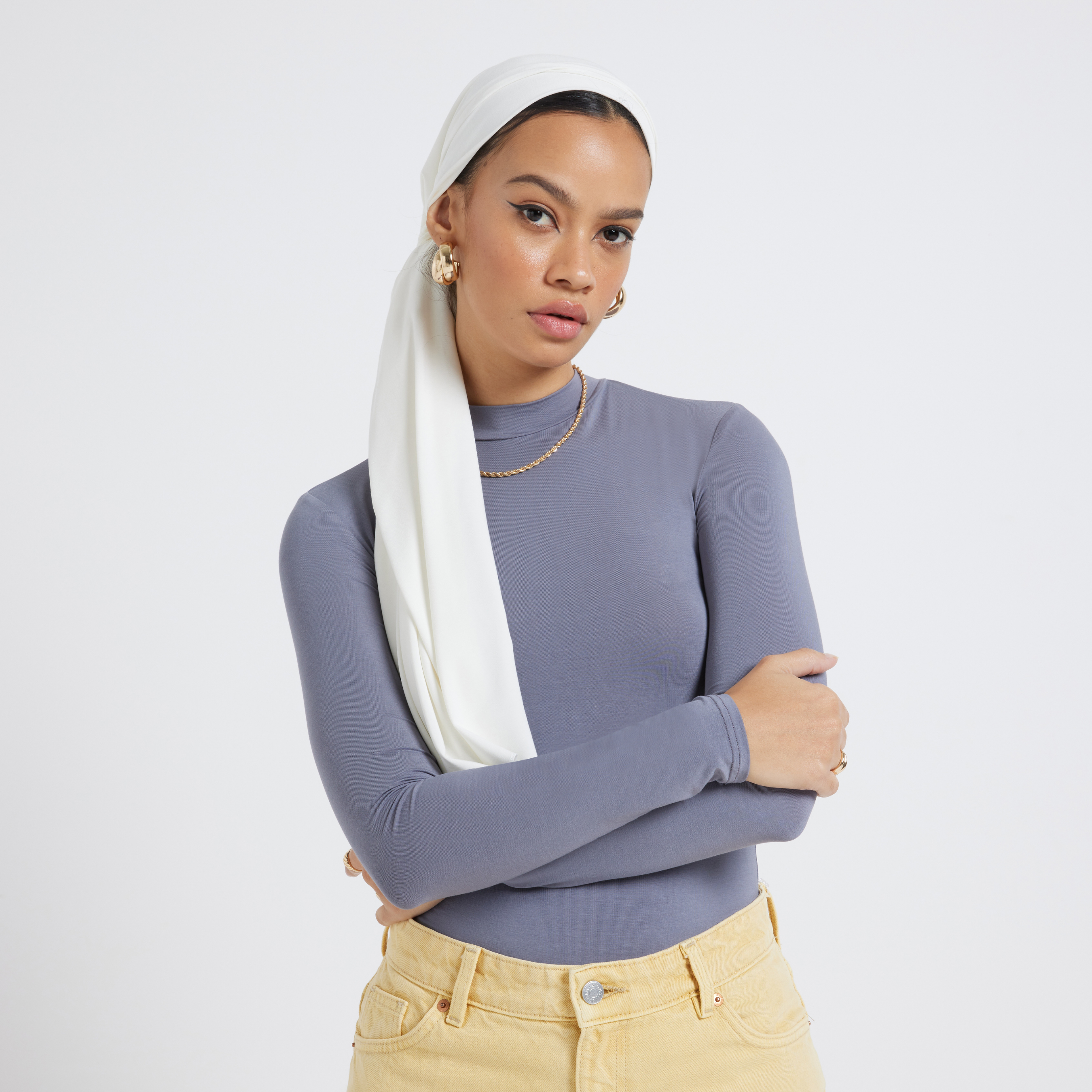 Organic Bamboo Jersey Hijab - Ivory