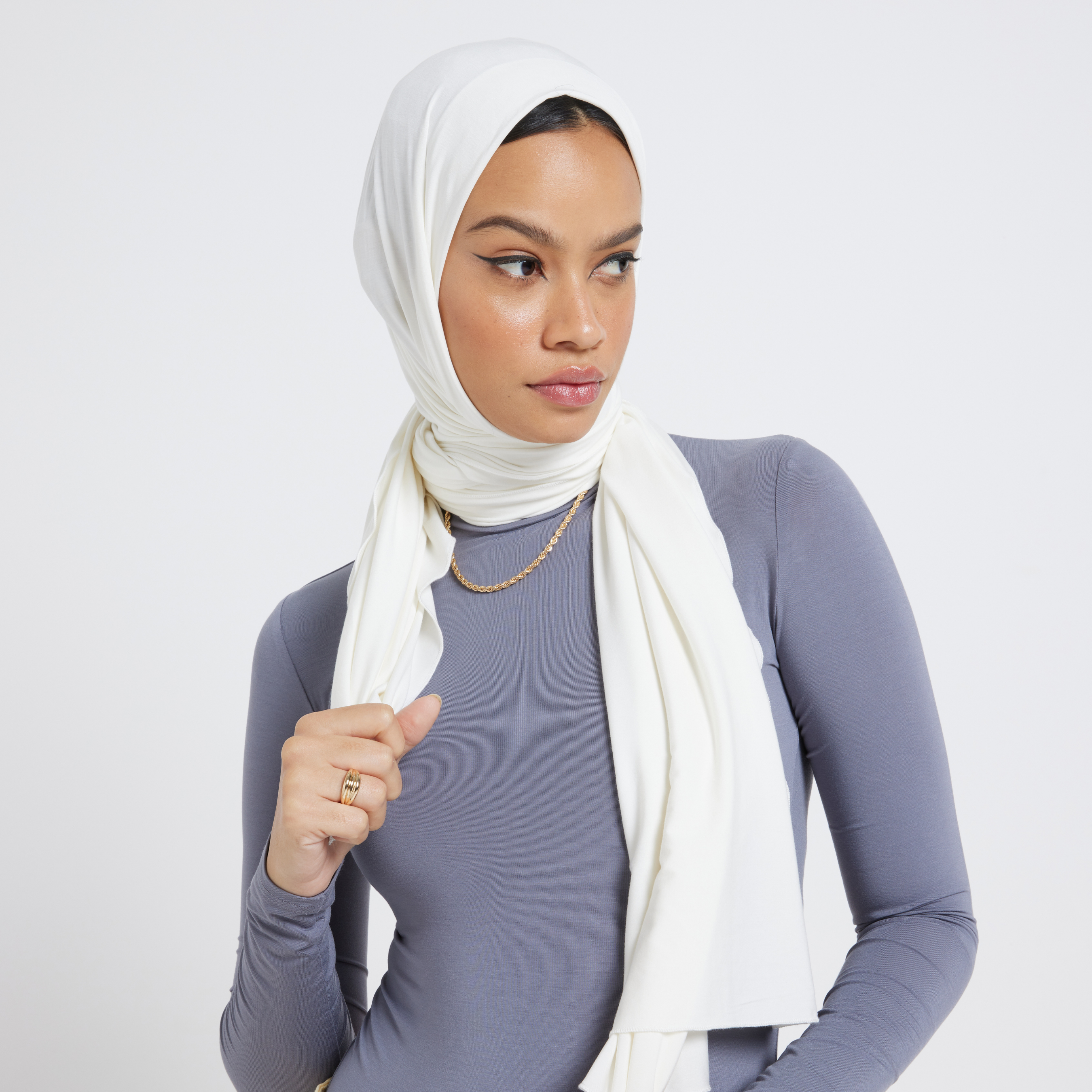 Organic Bamboo Jersey Hijab - Ivory