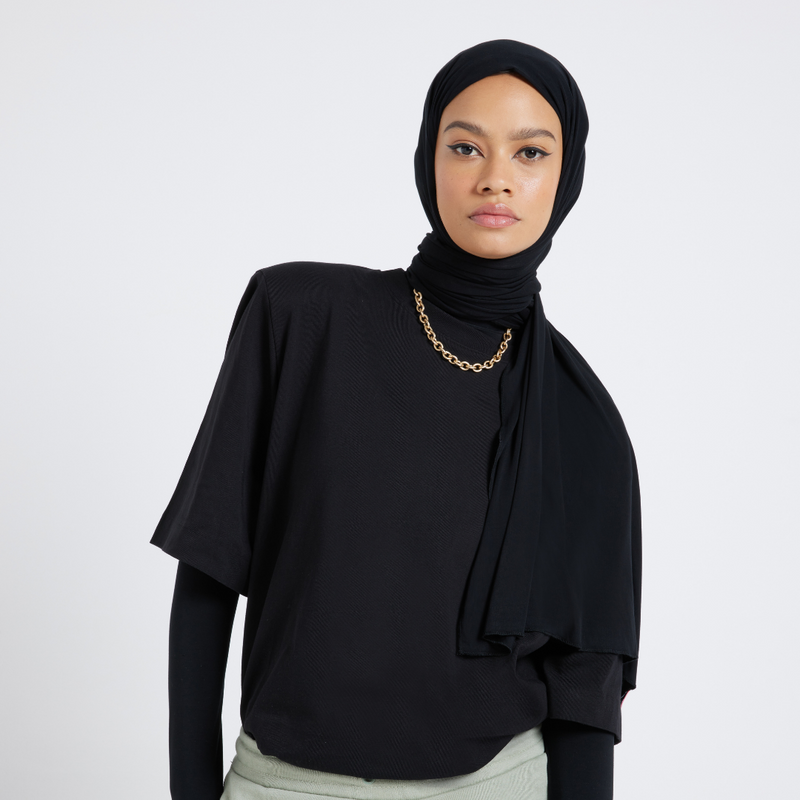 Organic Bamboo Jersey Hijab - Black