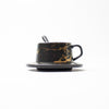 'Ivanna' teacup & saucer with spoon [Black]