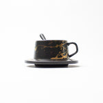 'Ivanna' teacup & saucer with spoon [Black]