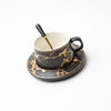 'Ivanna' teacup & saucer with spoon [Black]