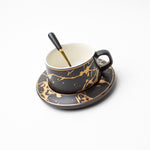 'Ivanna' teacup & saucer with spoon [Black]