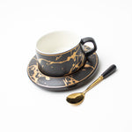 'Ivanna' teacup & saucer with spoon [Black]