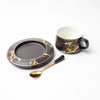 'Ivanna' teacup & saucer with spoon [Black]