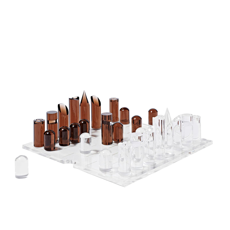 Lucite Chess & Checkers Set