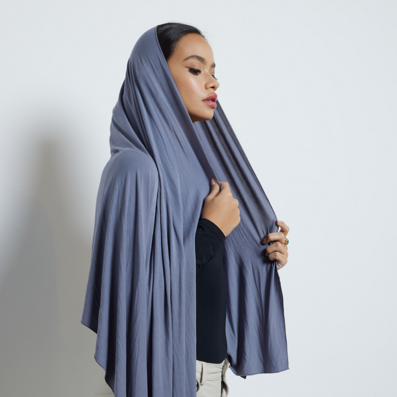 Organic Bamboo Jersey Hijab - Dark Grey