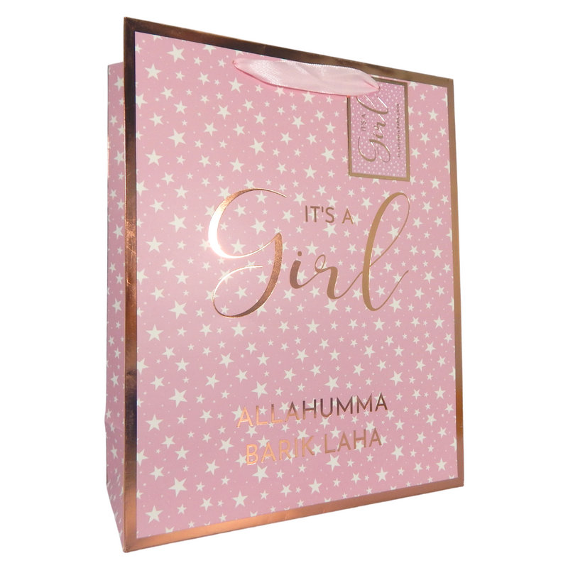 Baby Girl Gift Bag - Pink & Rose Gold