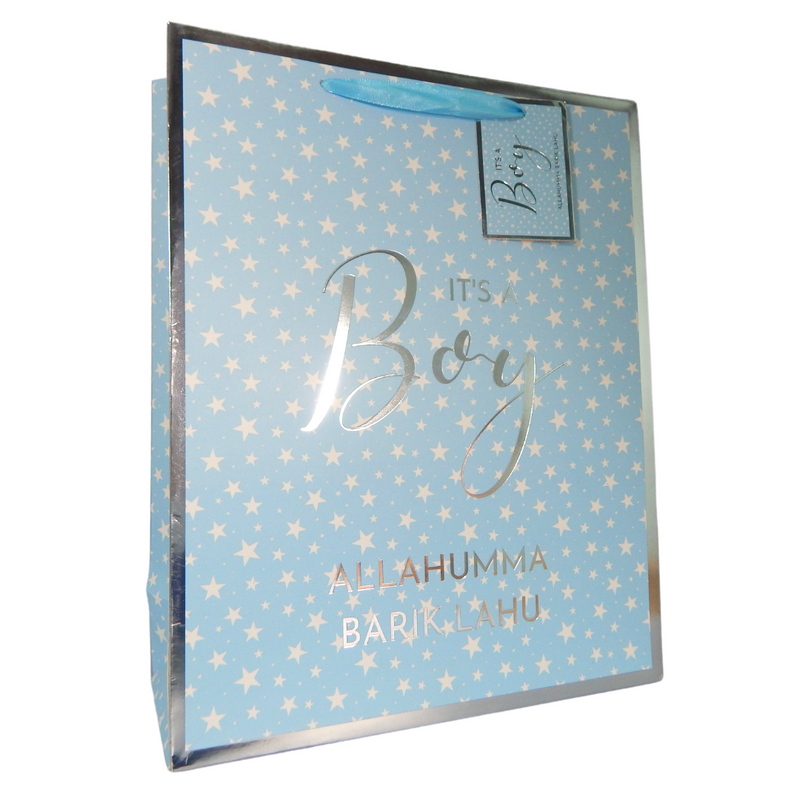 Baby Boy Gift Bag - Blue & Silver